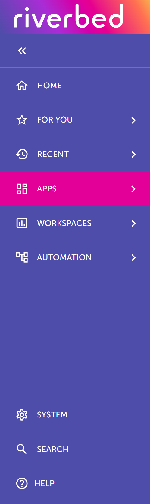 Left menu with Home, For You, Recent, Apps, Workspaces, Automation, System, Search, and Help